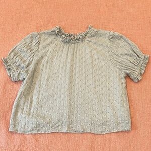 Rylee + Cru small eyelet Gray lined Ruffled sleeve Top